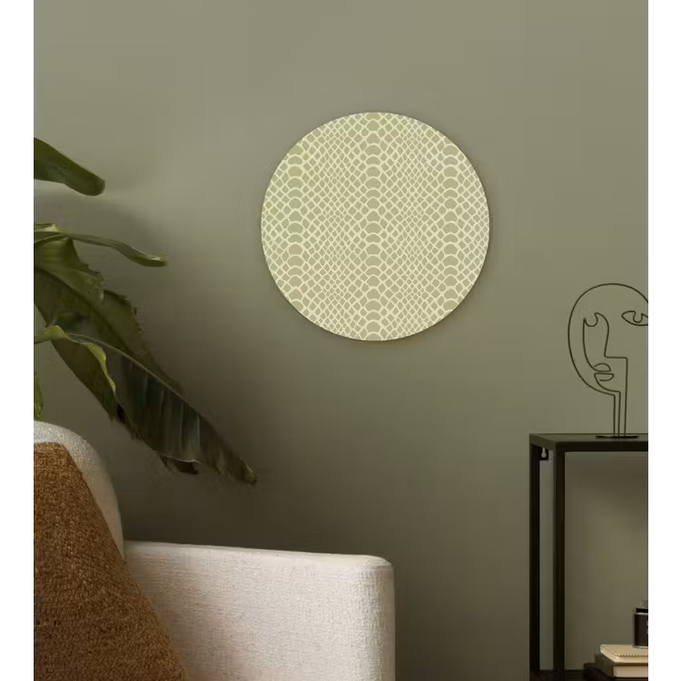 Groen - Patroon - Schubben Wandcirkel plexiglas klein 852 -sfeer3