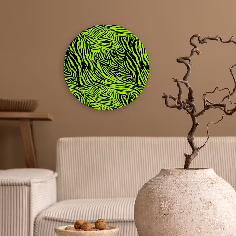Groen - Zwart - Zebra Wandcirkel plexiglas klein 852 -sfeer1