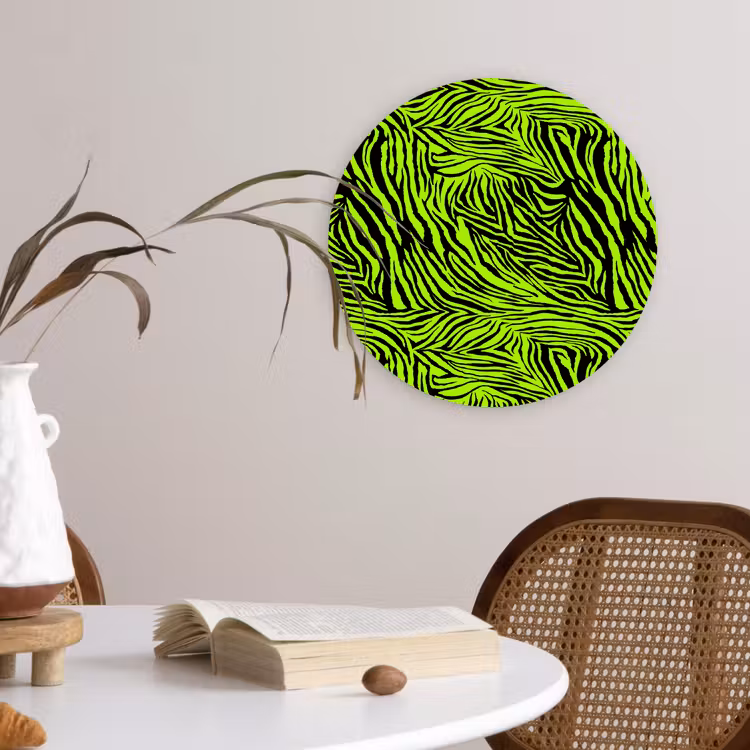 Groen - Zwart - Zebra Wandcirkel plexiglas klein 852 -sfeer4