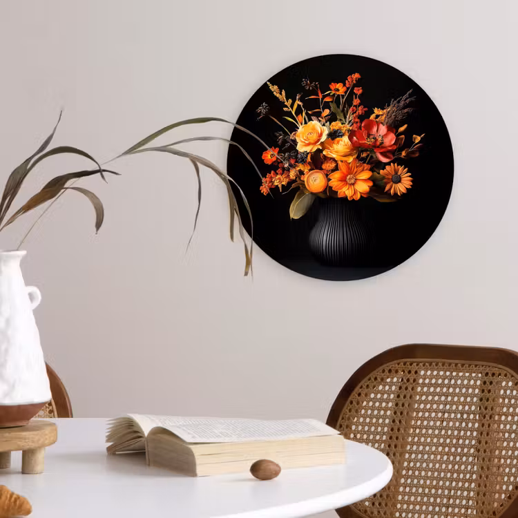Herfst - Boeket - Oranje Wandcirkel plexiglas klein -sfeer4