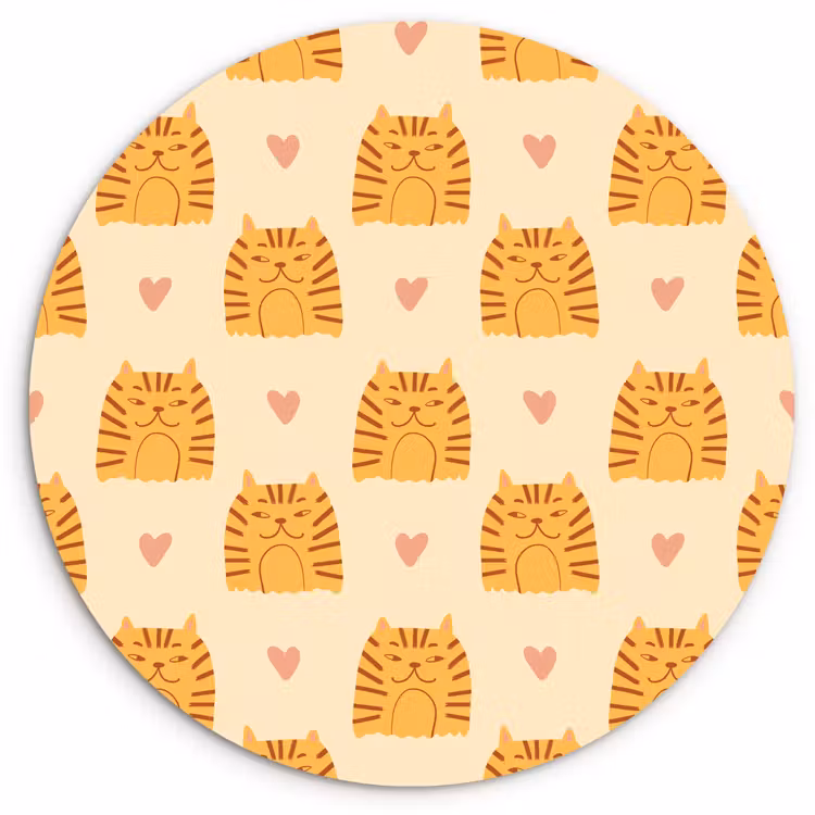 Hartjes - Katten - Strepen - Beige Wandcirkel plexiglas klein 852 -3d