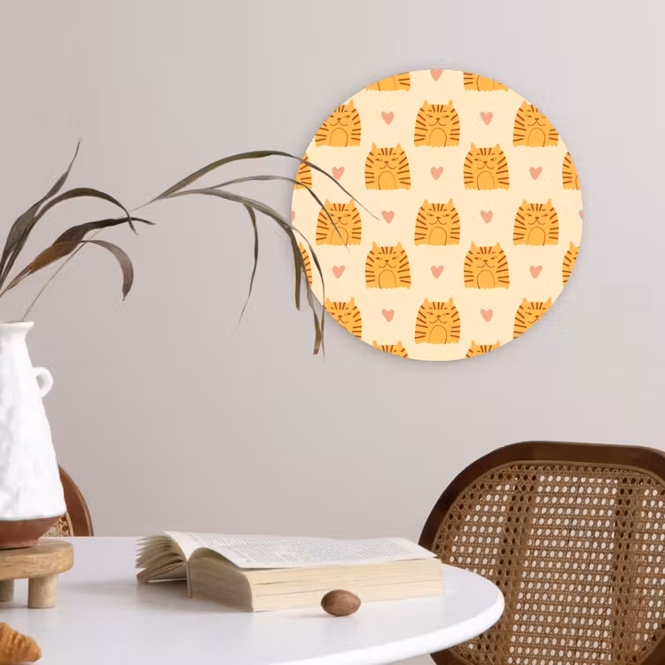 Hartjes - Katten - Strepen - Beige Wandcirkel plexiglas klein 852 -sfeer4