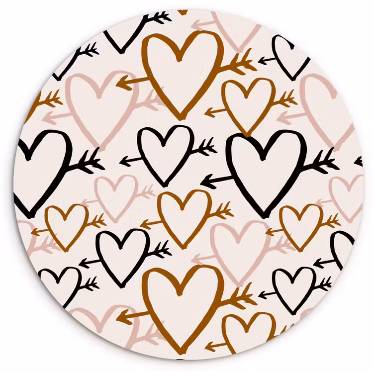 Hartjes - Pijl - Patroon - Terracotta Wandcirkel plexiglas klein 852 -3d
