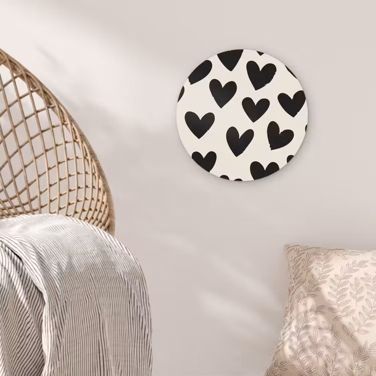 Hartjes - Zwart - Beige Wandcirkel plexiglas klein -sfeer5