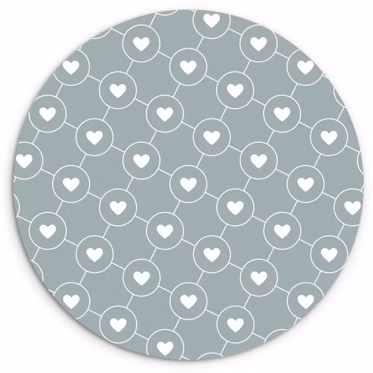 Hartjes - Wit - Rond - Patroon Wandcirkel plexiglas klein 852 -3d