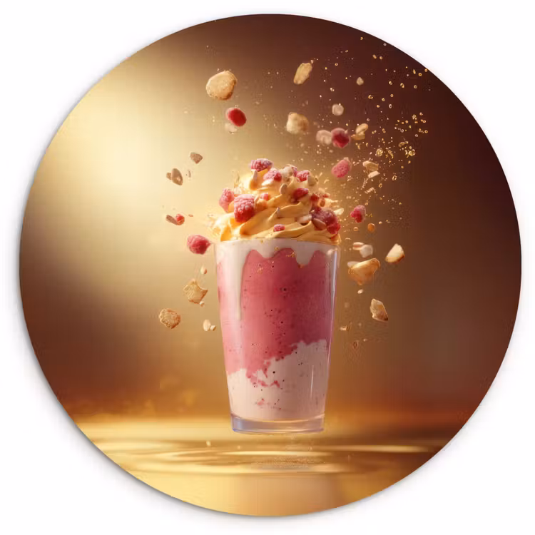 Framboos - Smoothie - Drinken - Roze Wandcirkel plexiglas klein -3d