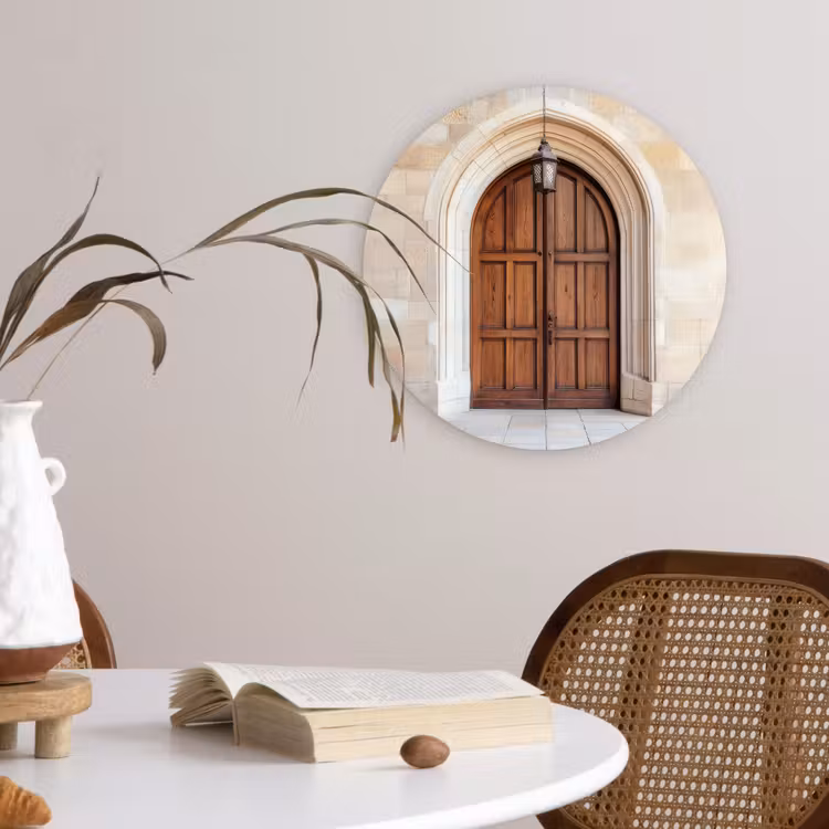 Houten - Deur - Lantaarn Wandcirkel plexiglas klein -sfeer4