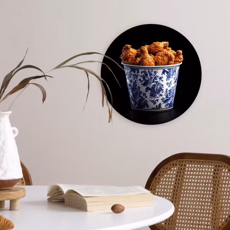 Kip - Bucket - Delfts blauw - Lekker Wandcirkel plexiglas klein -sfeer4