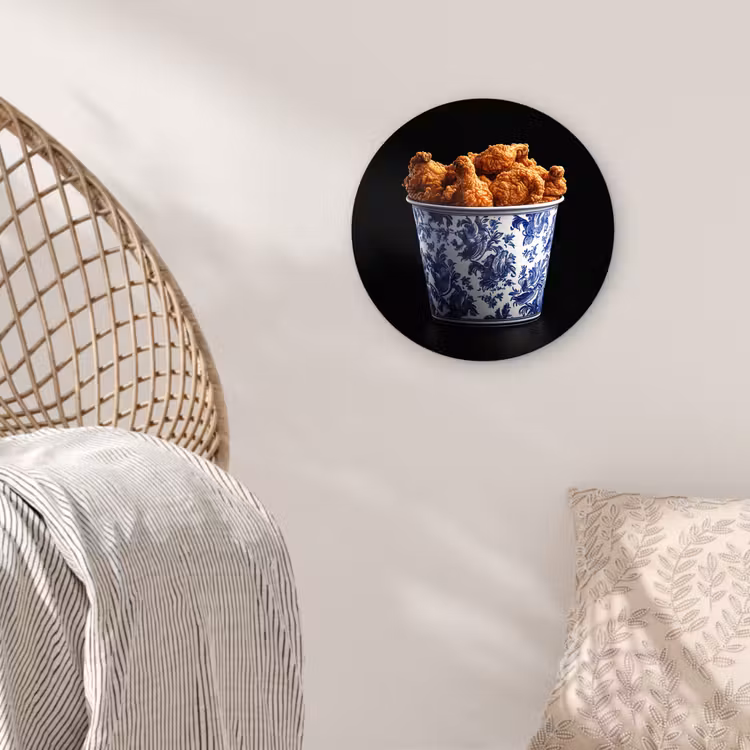 Kip - Bucket - Delfts blauw - Lekker Wandcirkel plexiglas klein -sfeer5