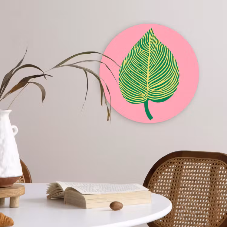 Illustratie - Blad - Minimalistisch - Groen Wandcirkel plexiglas klein -sfeer4
