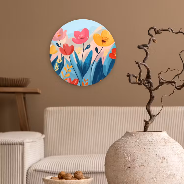 Illustratie - Bloemen - Kleurrijk Wandcirkel plexiglas klein -sfeer1