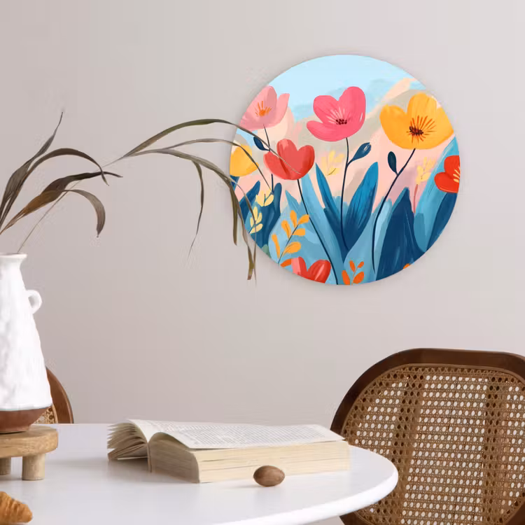 Illustratie - Bloemen - Kleurrijk Wandcirkel plexiglas klein -sfeer4