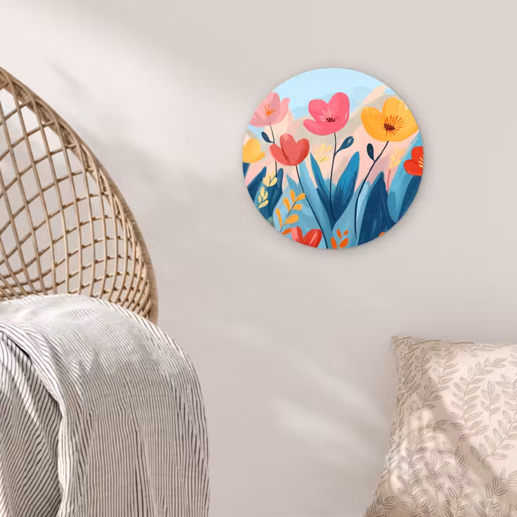 Illustratie - Bloemen - Kleurrijk Wandcirkel plexiglas klein -sfeer5