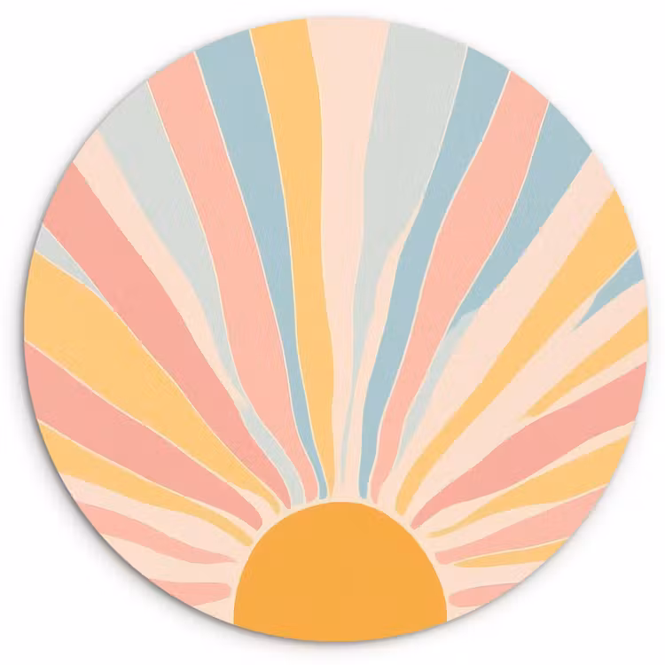 Illustratie - Zon - Pastelkleuren Wandcirkel plexiglas klein -3d