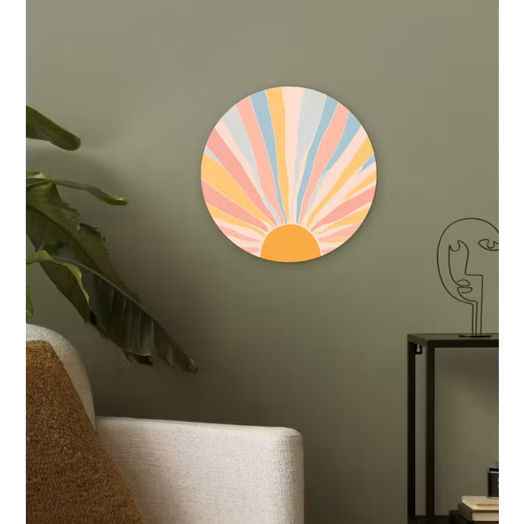 Illustratie - Zon - Pastelkleuren Wandcirkel plexiglas klein -sfeer3