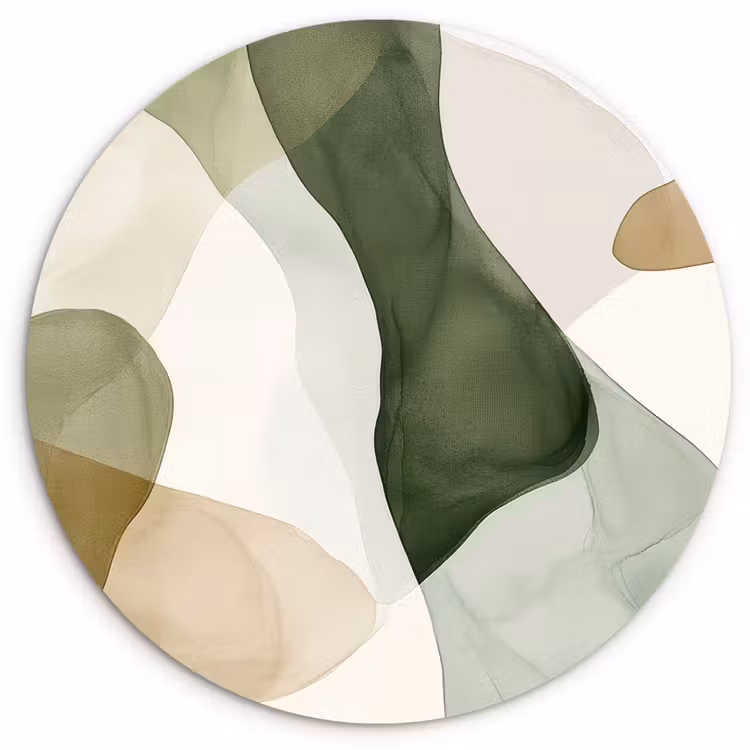 Japandi - Abstract - Groen Wandcirkel plexiglas klein -3d