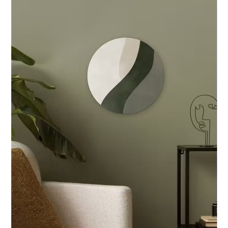 Japandi - Groen - Abstract - Modern Wandcirkel plexiglas klein -sfeer3