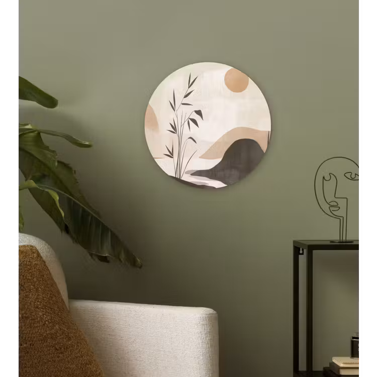 Japandi - Landschap - Beige Wandcirkel plexiglas klein -sfeer3