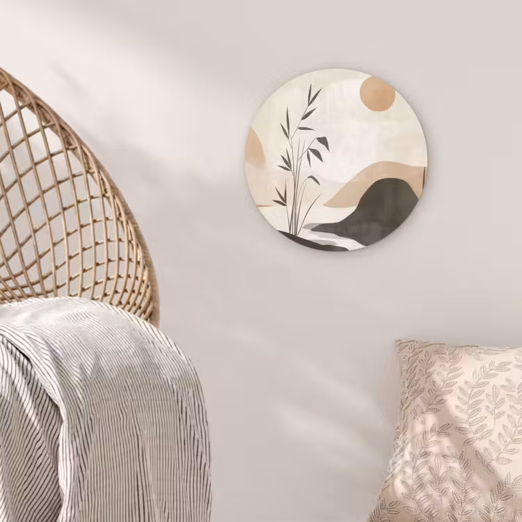 Japandi - Landschap - Beige Wandcirkel plexiglas klein -sfeer5