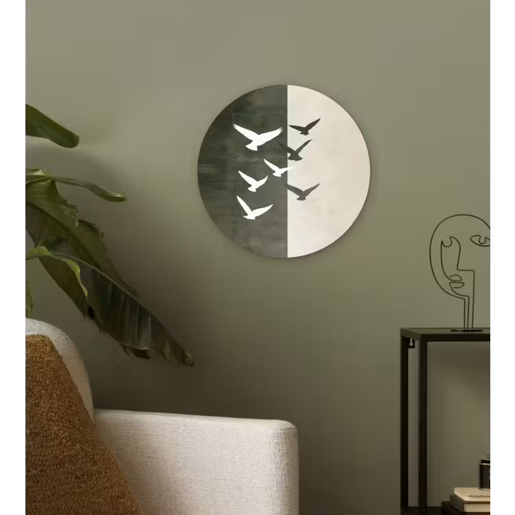 Japandi - Vogel - Groen Wandcirkel plexiglas klein -sfeer3