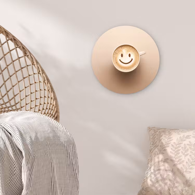Koffie - Melkschuim - Lach - Beige Wandcirkel plexiglas klein -sfeer5