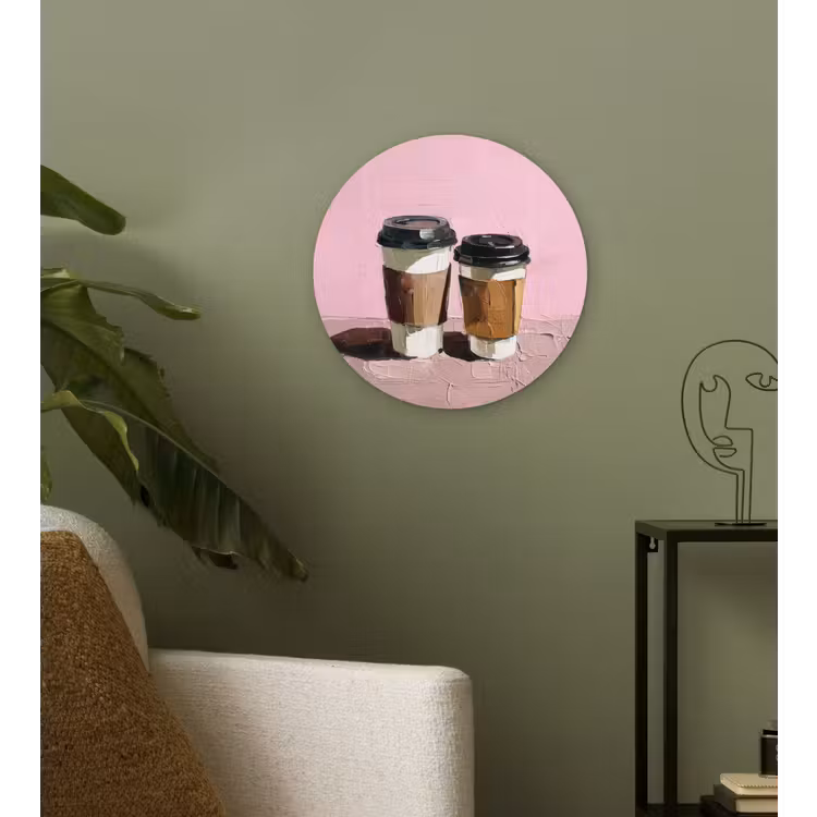 Koffiebekers - Deksel - Verf - Textuur Wandcirkel plexiglas klein -sfeer3