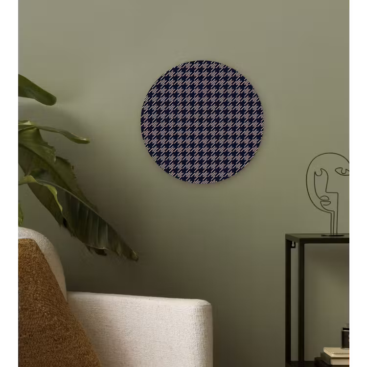 Plaid - Patroon - Ruit - Blauw Wandcirkel plexiglas klein 852 -sfeer3
