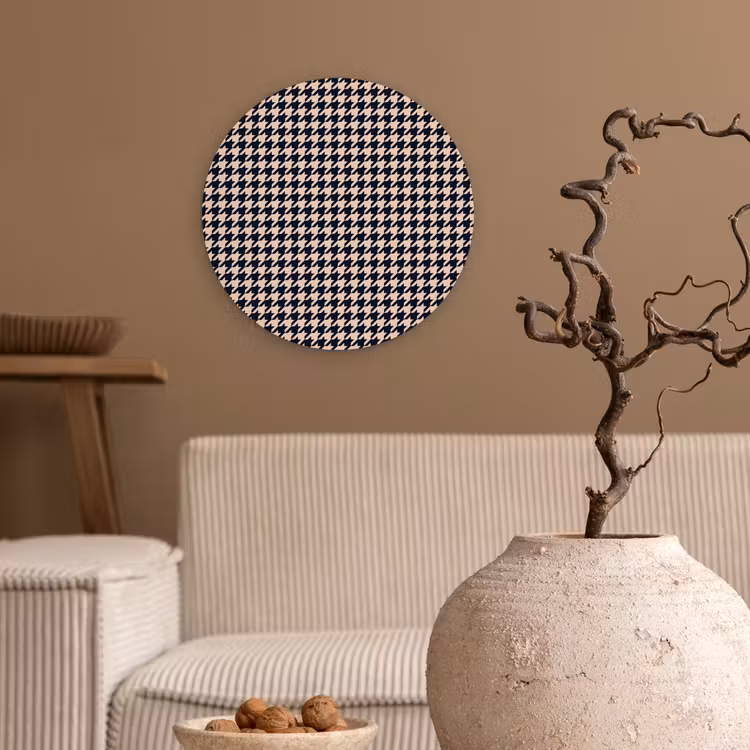 Plaid - Patroon - Ruit - Donkerblauw Wandcirkel plexiglas klein 852 -sfeer1