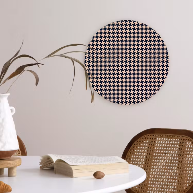 Plaid - Patroon - Ruit - Donkerblauw Wandcirkel plexiglas klein 852 -sfeer4