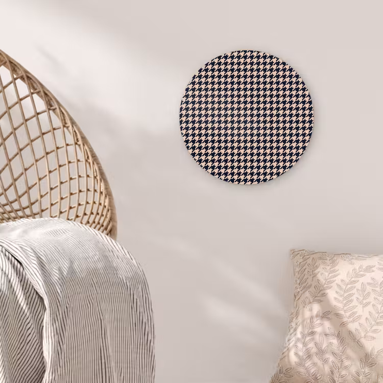 Plaid - Patroon - Ruit - Donkerblauw Wandcirkel plexiglas klein 852 -sfeer5