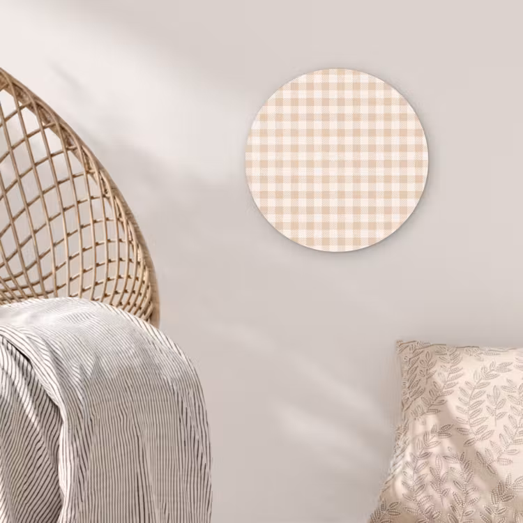 Plaid - Patroon - Vierkant - Beige Wandcirkel plexiglas klein 852 -sfeer5