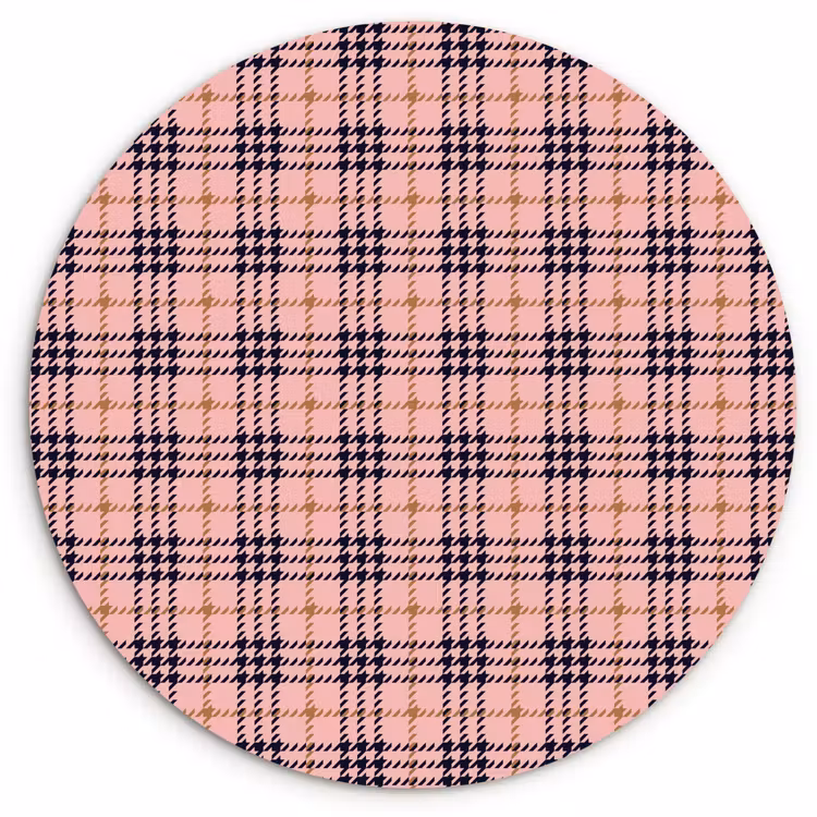 Plaid - Patroon - Schotse - Roze Wandcirkel plexiglas klein 852 -3d