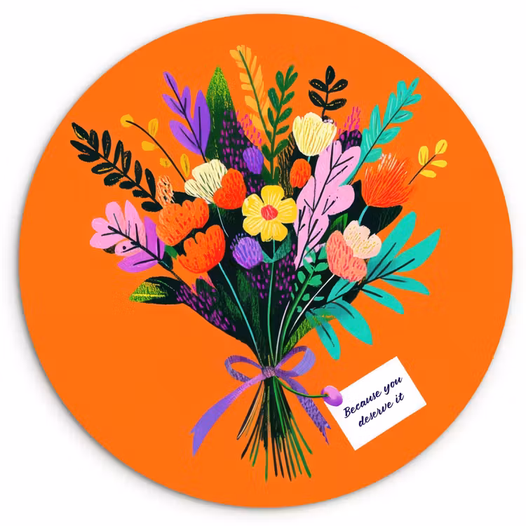 Kaartje - Boeket - Bloemen Wandcirkel plexiglas klein -3d