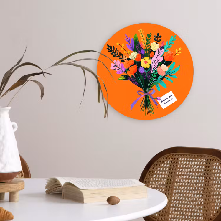 Kaartje - Boeket - Bloemen Wandcirkel plexiglas klein -sfeer4