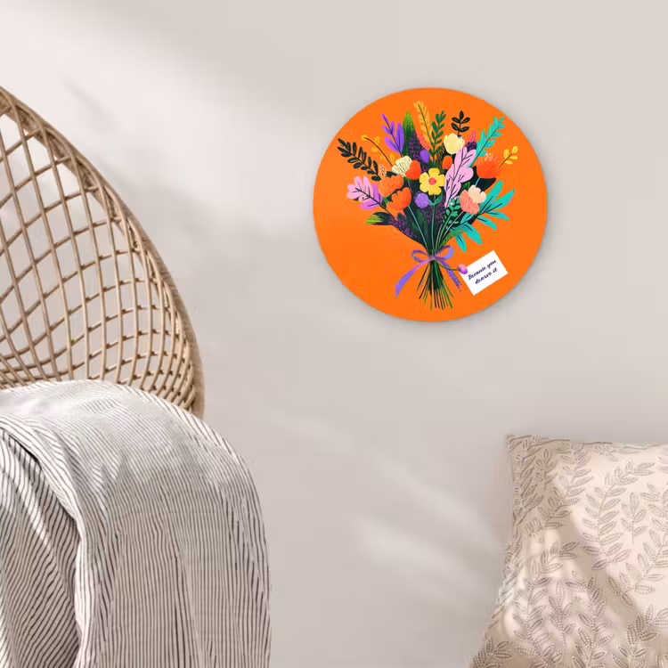 Kaartje - Boeket - Bloemen Wandcirkel plexiglas klein -sfeer5