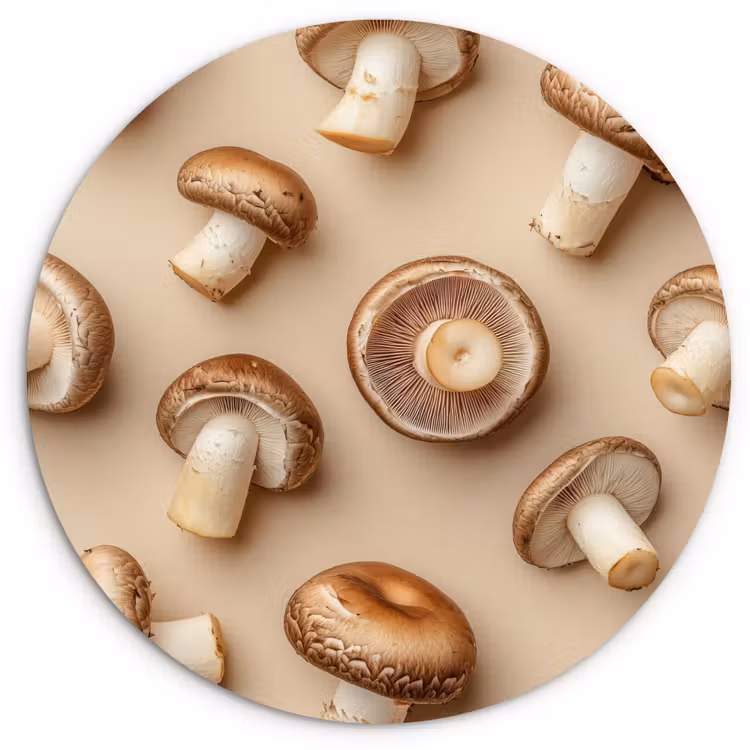 Kastanje Champignons - Beige Wandcirkel plexiglas klein -3d