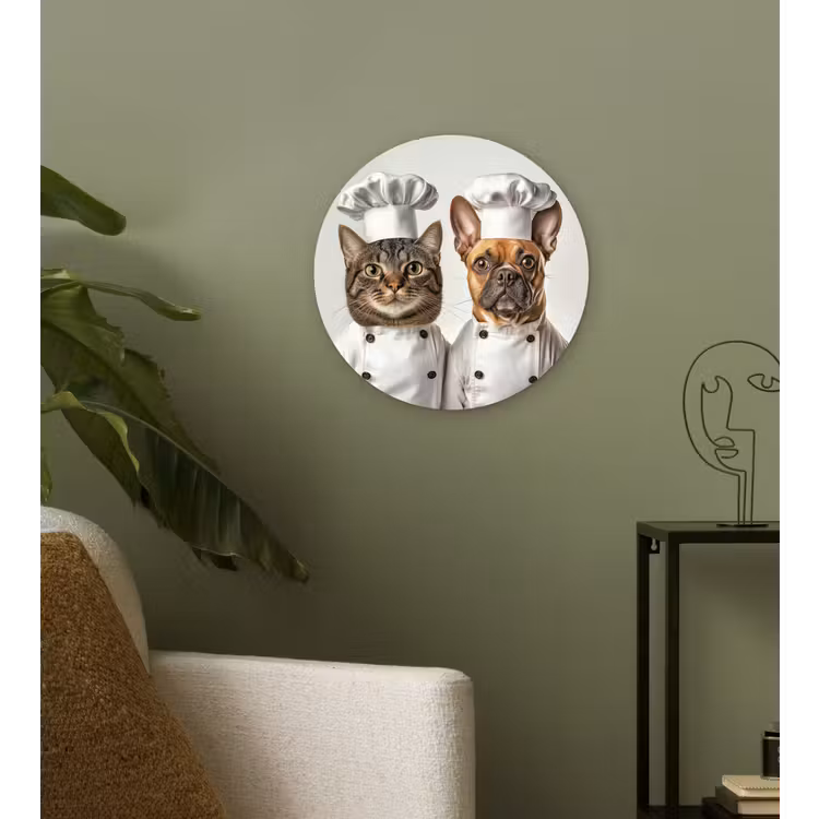 Kat - Hond - Kokskleding Wandcirkel plexiglas klein -sfeer3