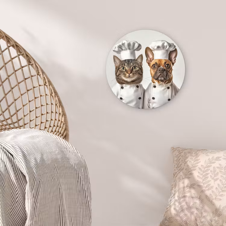 Kat - Hond - Kokskleding Wandcirkel plexiglas klein -sfeer5