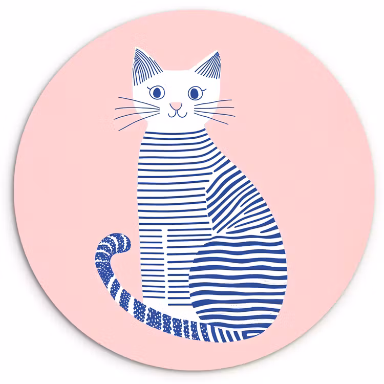 Kat - Illustratie - Minimalistisch - Roze Wandcirkel plexiglas klein -3d