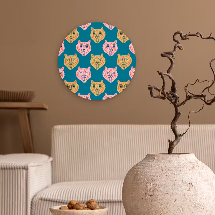 Kattengezichten - Sterren - Turquoise Wandcirkel plexiglas klein 852 -sfeer1