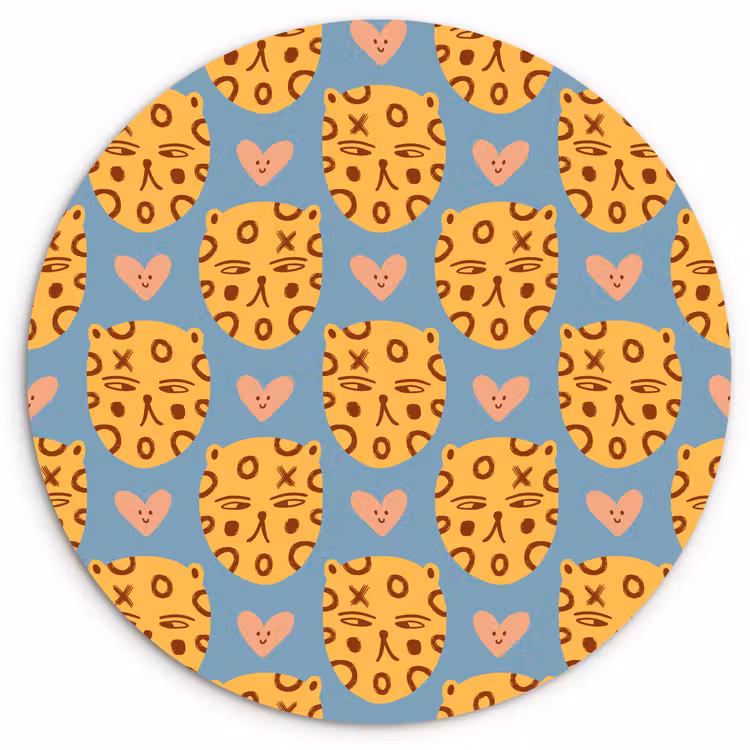 Kattenkoppen - Cirkels - Hartjes - Blauw Wandcirkel plexiglas klein 852 -3d