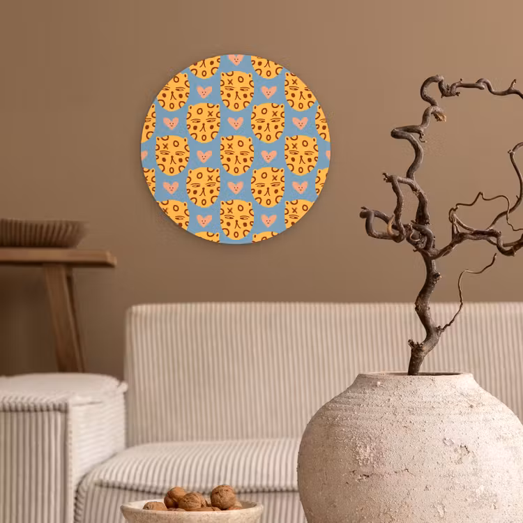 Kattenkoppen - Cirkels - Hartjes - Blauw Wandcirkel plexiglas klein 852 -sfeer1