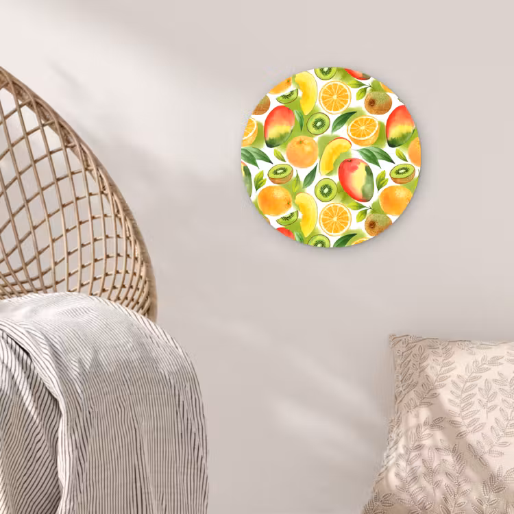 Kiwi - Sinasappel - Mango - Perzik Wandcirkel plexiglas klein 852 -sfeer5