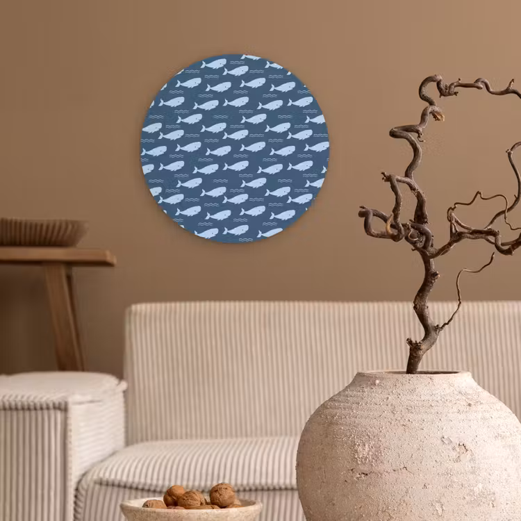 Klein - Oceaan - Golven - Blauw Wandcirkel plexiglas klein 852 -sfeer1