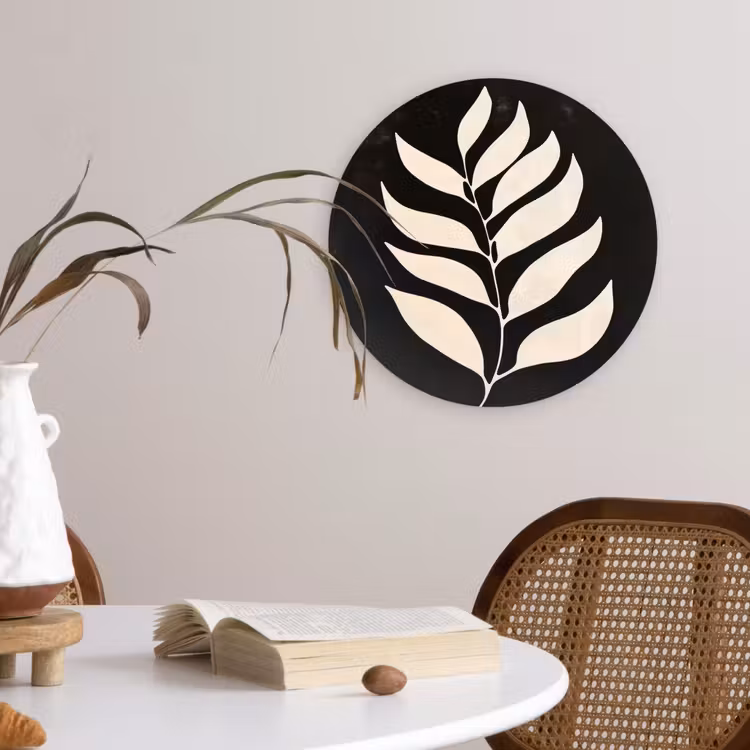 Blad - Wit - Minimalistisch Wandcirkel plexiglas klein -sfeer4