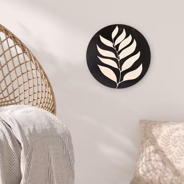 Blad - Wit - Minimalistisch Wandcirkel plexiglas klein -sfeer5