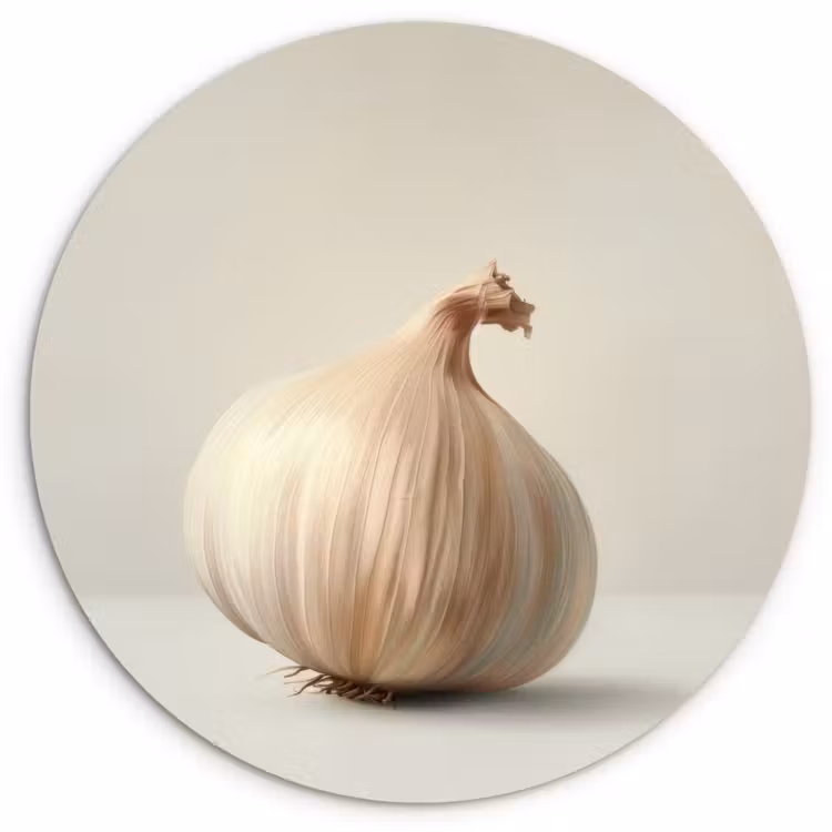 Knoflook - Natuurlijk - Beige Wandcirkel plexiglas klein -3d