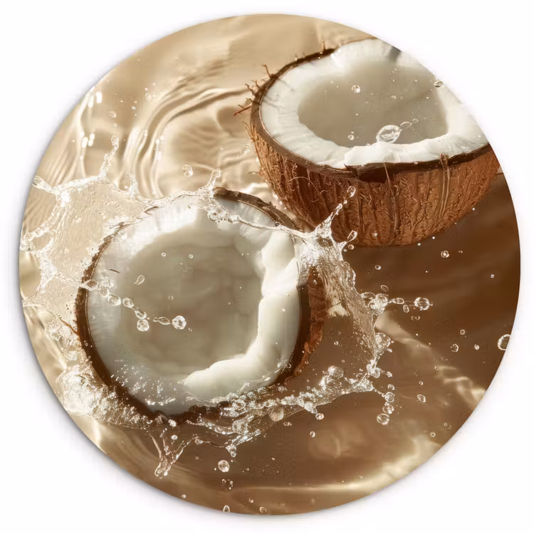 Kokosnoot - Water - Beige - Spetters Wandcirkel plexiglas klein -3d