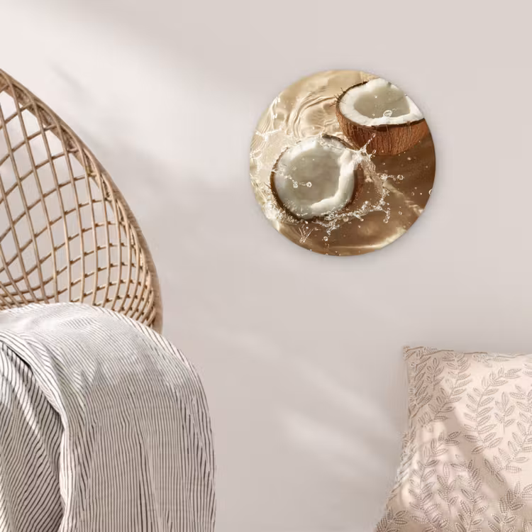 Kokosnoot - Water - Beige - Spetters Wandcirkel plexiglas klein -sfeer5