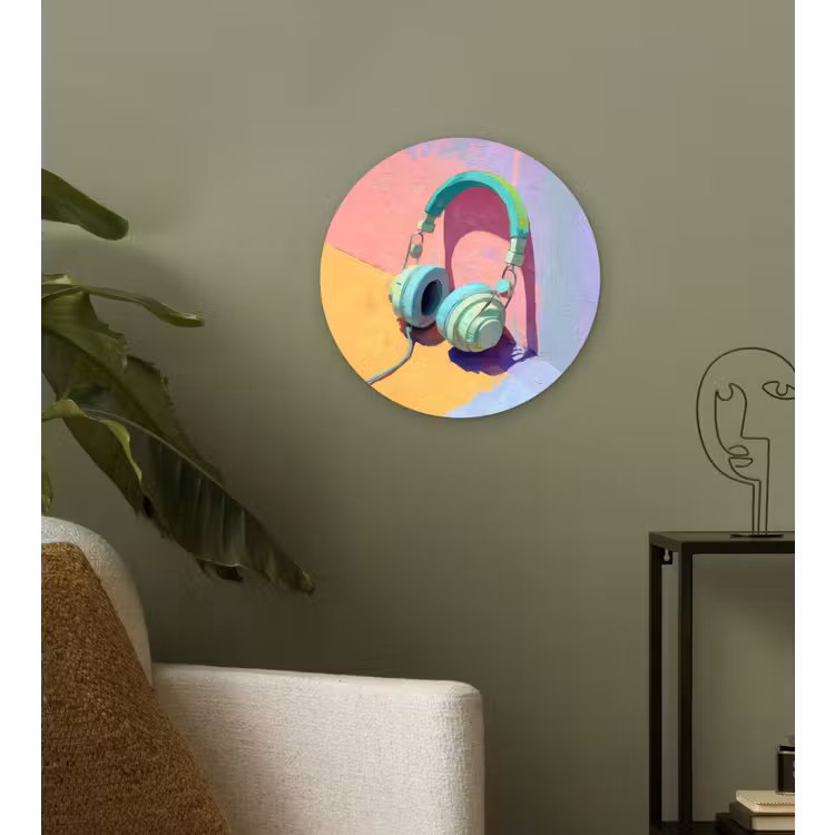 Koptelefoon - Mintgroen - Draad Wandcirkel plexiglas klein -sfeer3